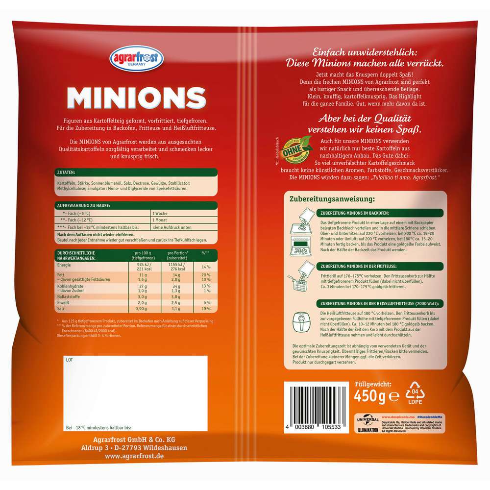 Produktabbildung Agrarfrost Minions Kartoffeln, tiefgekühlt