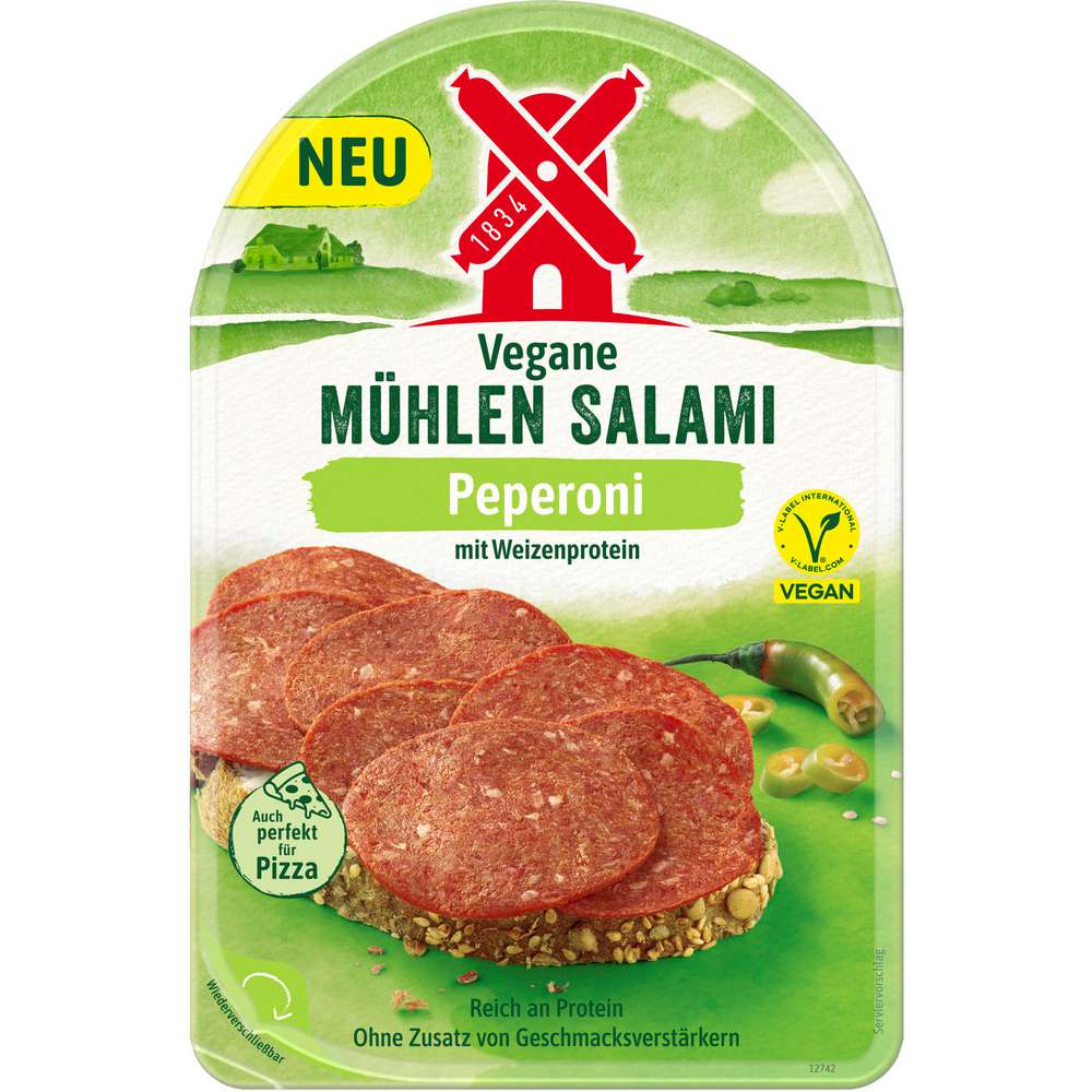 Produktabbildung Rügenwalder Mühle Vegane Mühlen Salami, Peperoni