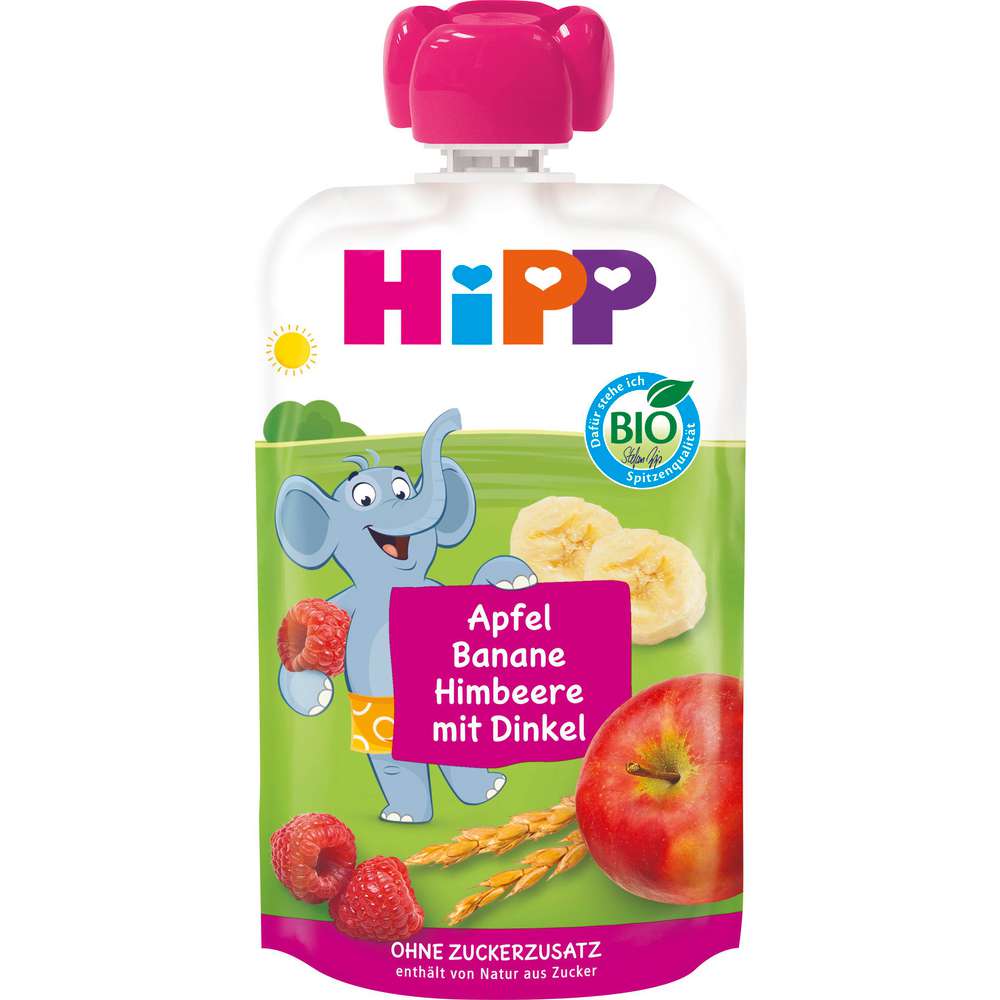 Produktabbildung Hipp Babynahrung Hippis, Apfel/Banane/Himbeere/Vollkorn