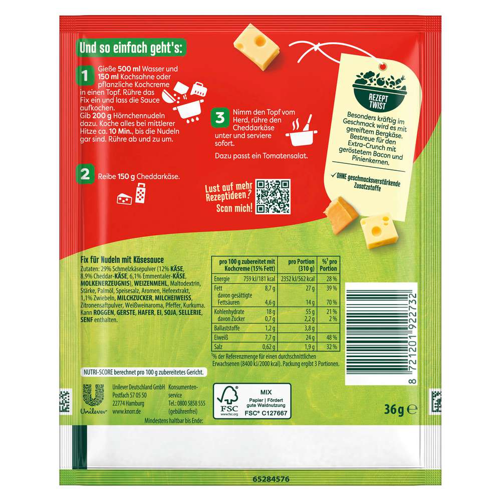 Produktabbildung Knorr Fix Fertiggericht, Mac & Cheese
