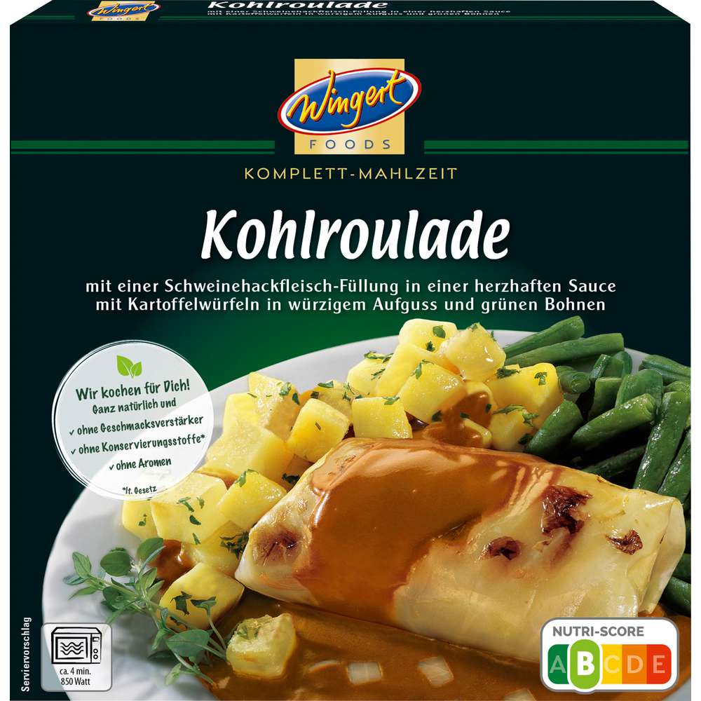 Produktabbildung Wingert Kohlroulade mit Kartoffelwürfel & Bohnen