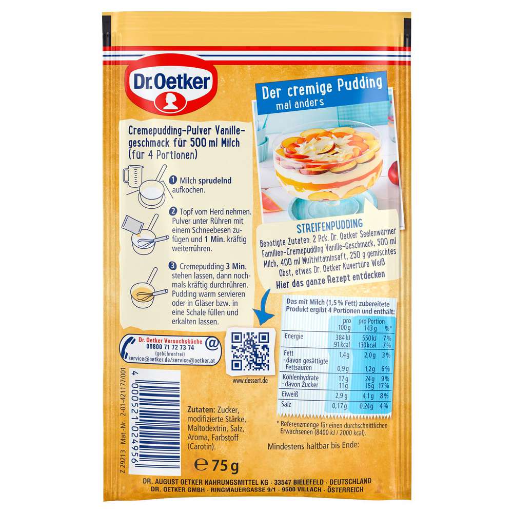 Produktabbildung Dr. Oetker Pudding Seelenwärmer Familie, Vanille