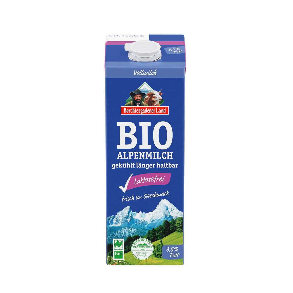 Produktabbildung Berchtesgadener Land Frische Bio Alpenmilch, 3,5% Fett, laktosefrei