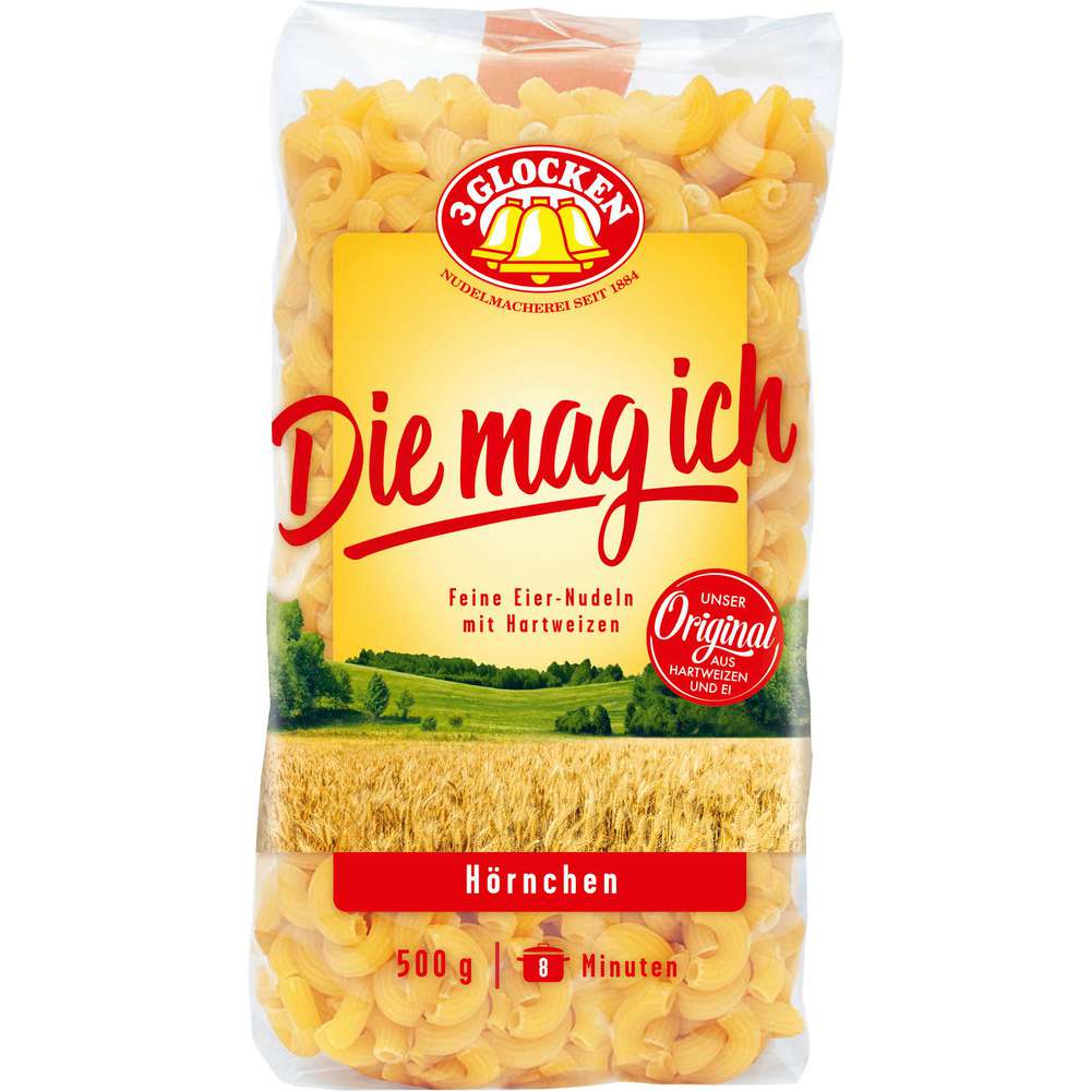 Produktabbildung 3 Glocken Nudeln Die mag ich, Hörnchen