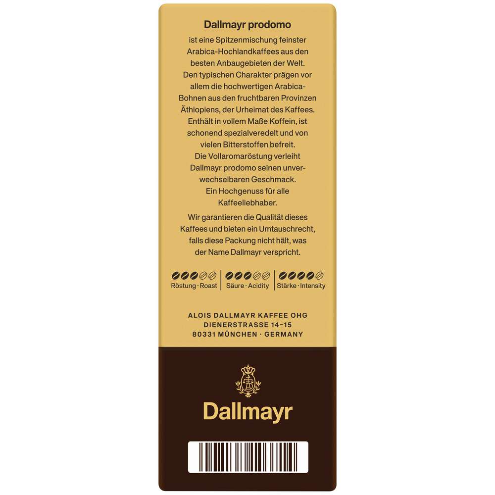 Produktabbildung Dallmayr Kaffee Prodomo Original, gemahlen