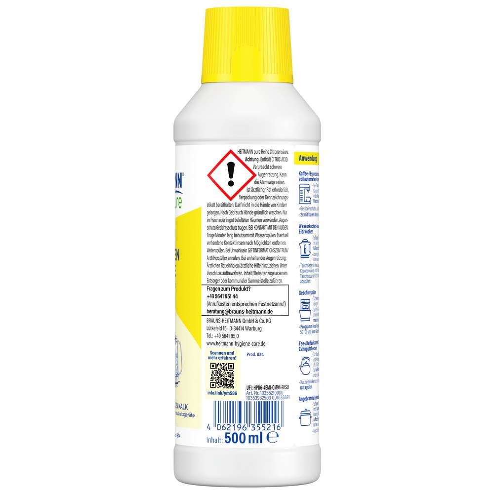 Produktabbildung Heitmann Pure Reine Citronensäure