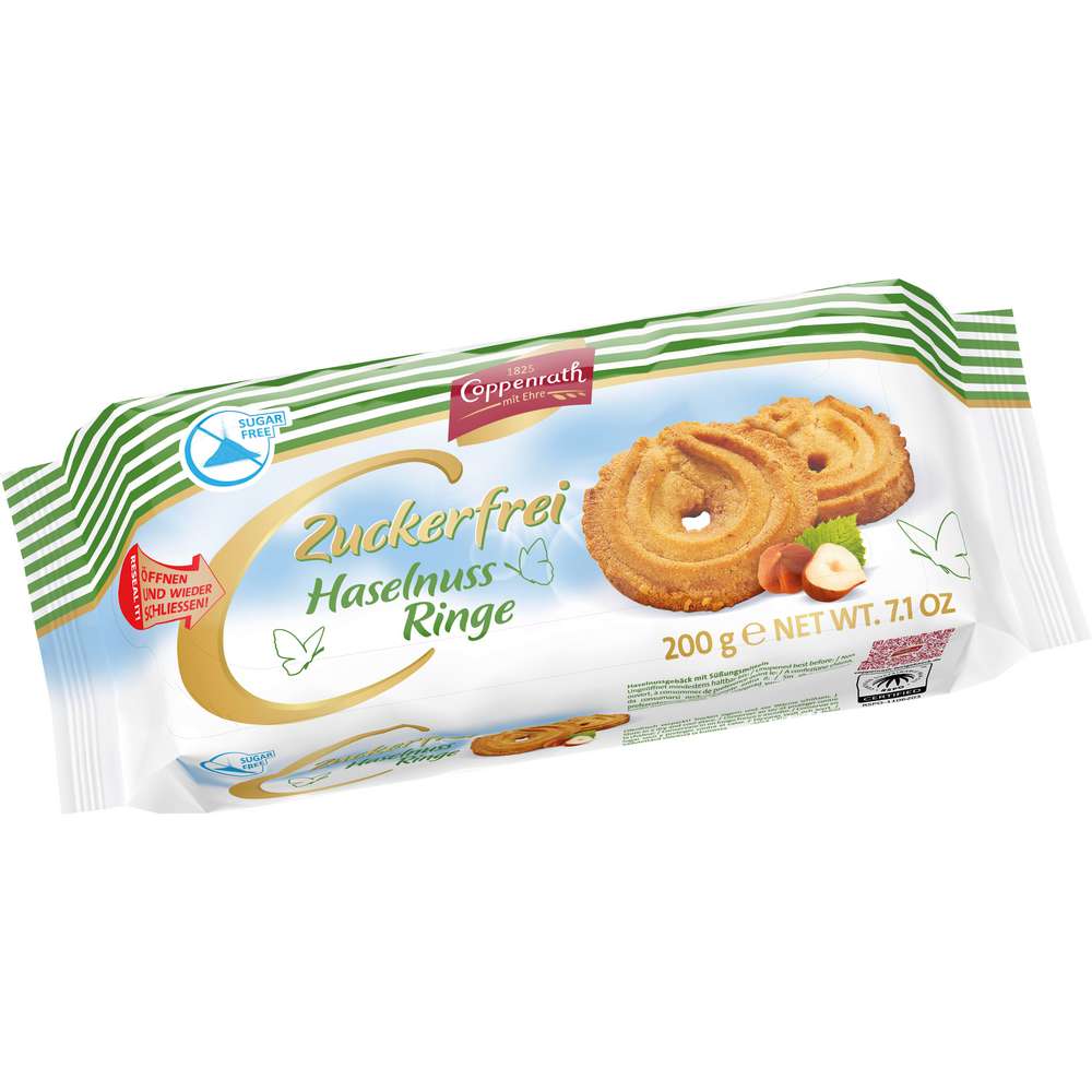 Produktabbildung Coppenrath Cookies Haselnuss Ringe zuckerfrei