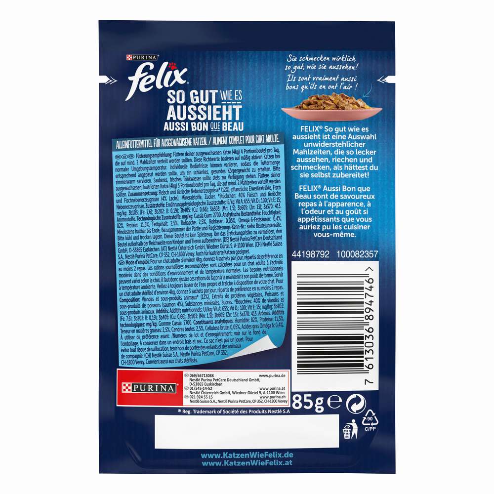 Produktabbildung Purina Katzen-Nassfutter Felix, So gut wie es aussieht Lachs in Gelee