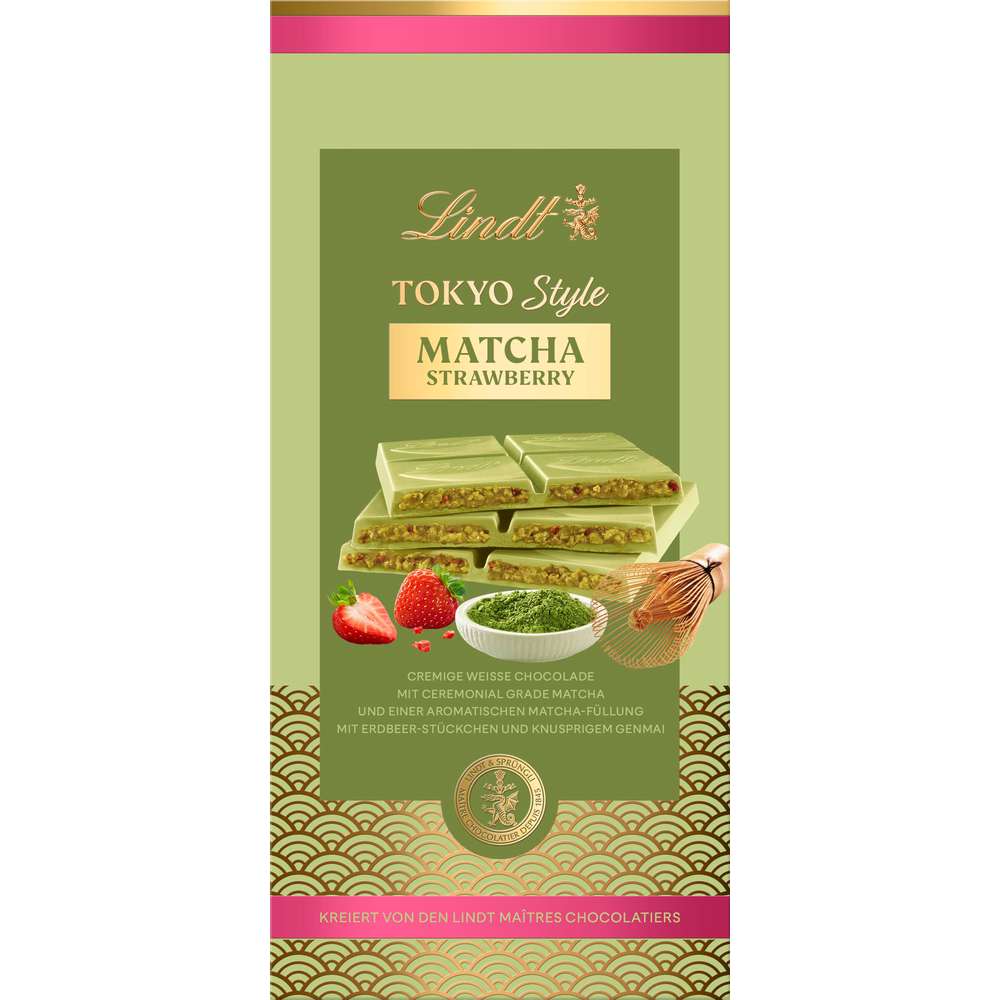 Produktabbildung Lindt Tafelschokolade, Tokyo Style Chocolade Matcha Strawberry