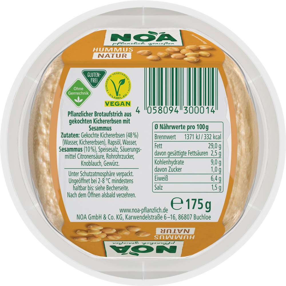 Produktabbildung Noa Brotaufstrich Hummus Natur