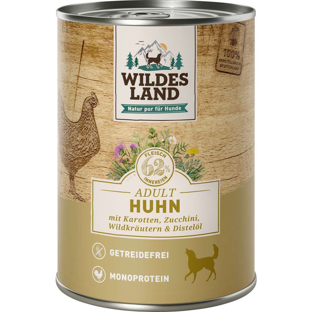 Produktabbildung Wildes Land Hunde-Nassfutter Huhn/Karotte/Zucchini