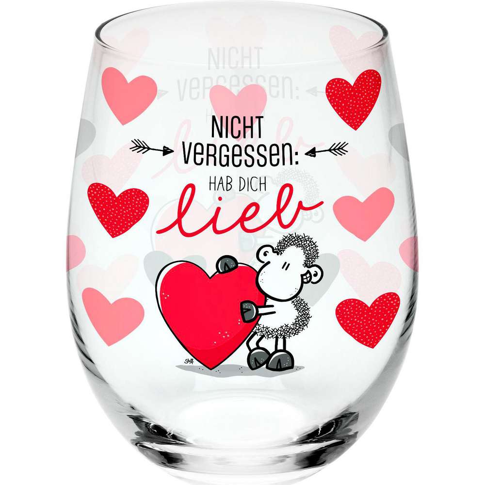Produktabbildung Sheepworld Trinkglas mit Motiv Hab dich lieb