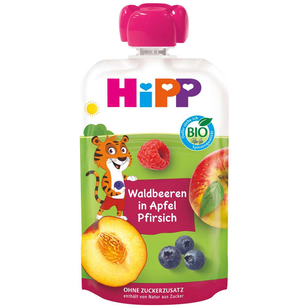 Produktabbildung Hipp Hippis Quetschbeutel, Waldbeeren/Apfel/Pfirsich