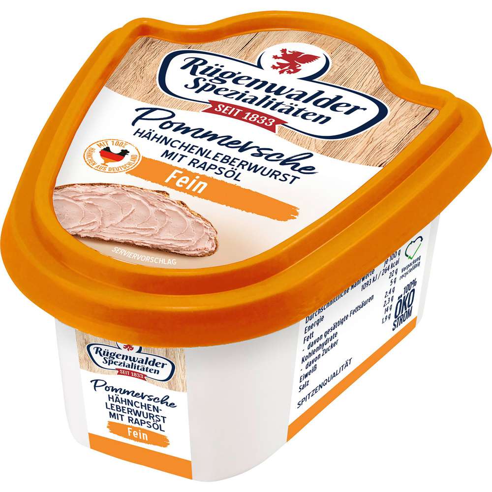 Produktabbildung Rügenwalder Spezialitäten Pommersche Hähnchenleberwurst fein