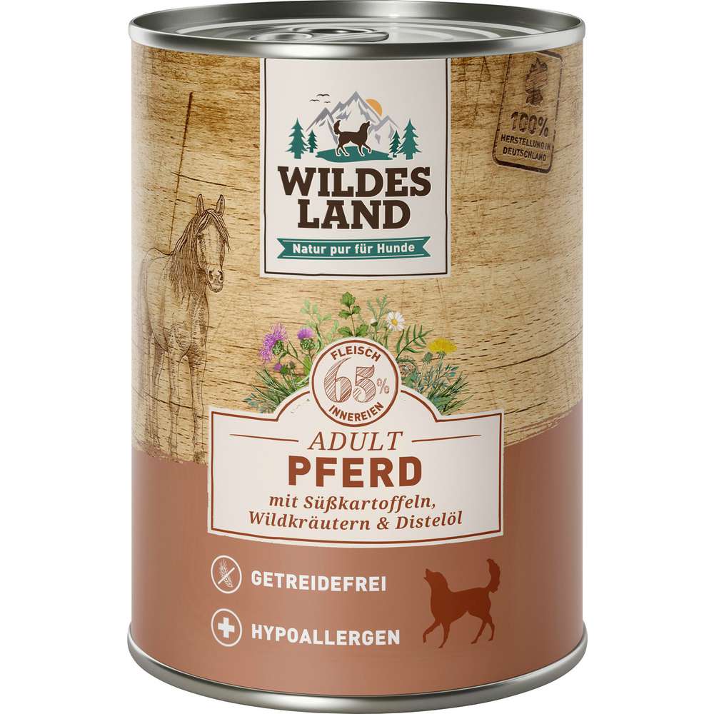 Produktabbildung Wildes Land Hunde-Nassfutter, Pferd/Süßkartoffel