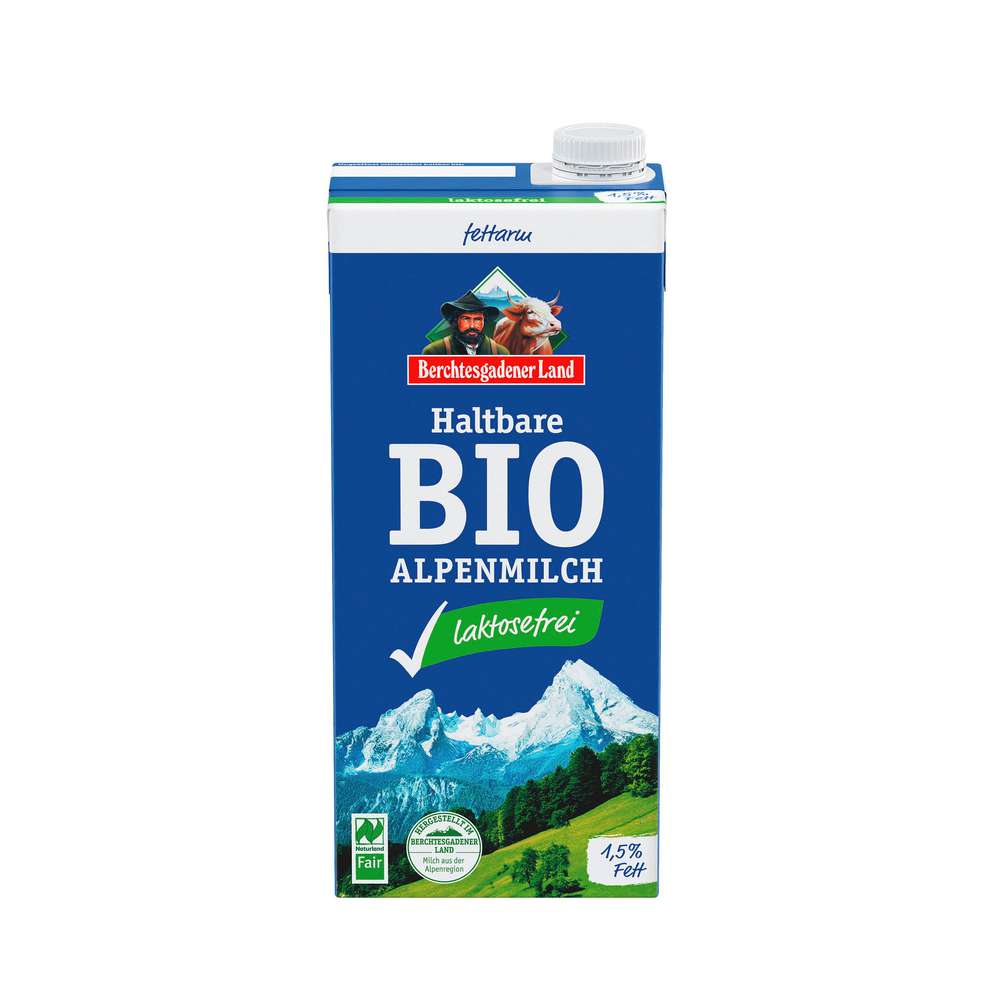 Produktabbildung Berchtesgadener Land Bio H-Alpenmilch 1,5% Fett, Laktosefrei