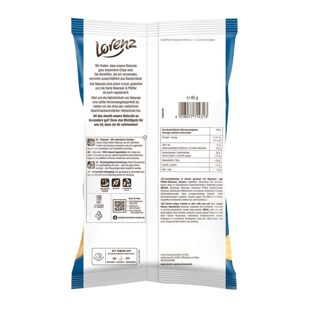 Produktabbildung Naturals Chips Naturals, Meersalz & Pfeffer