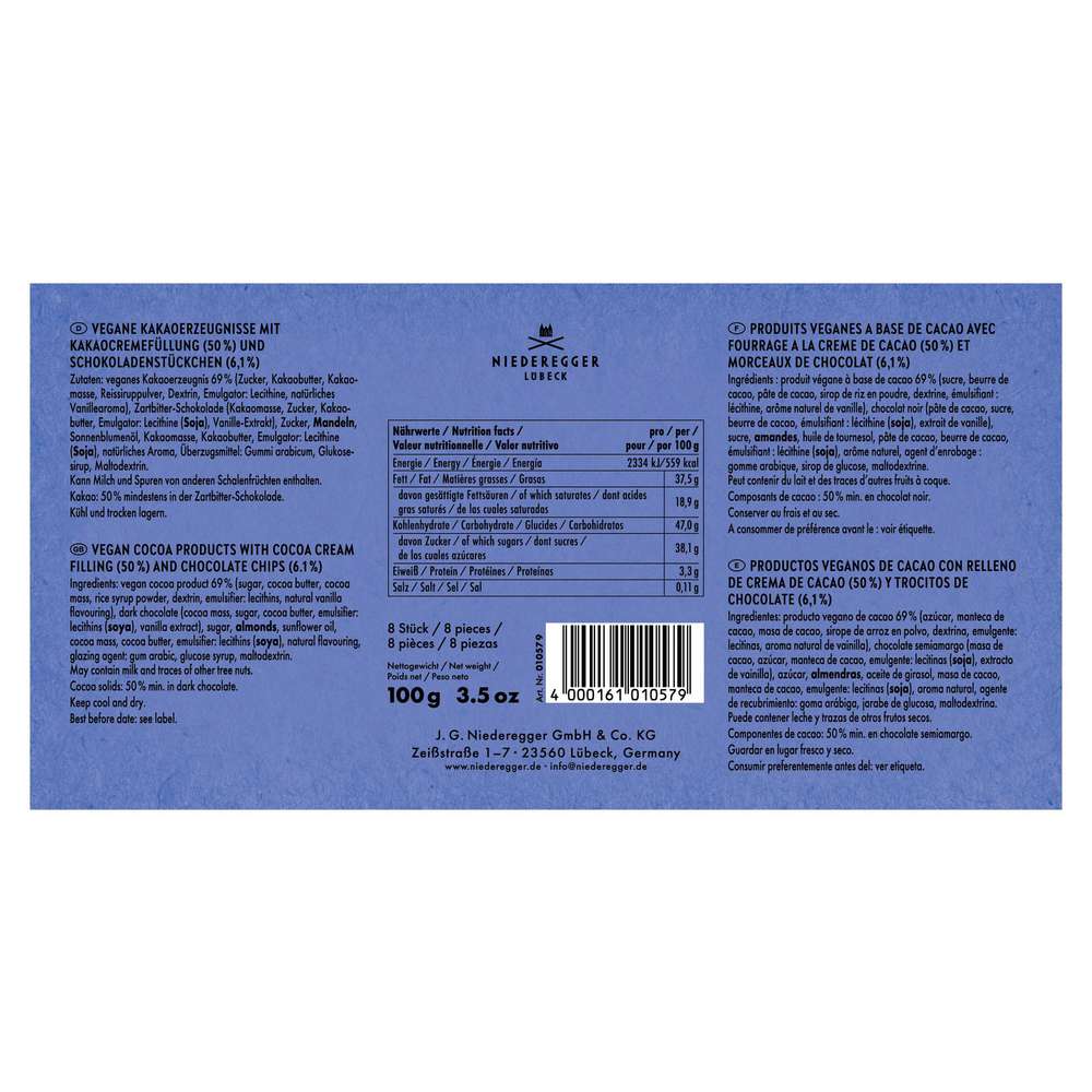 Produktabbildung Niederegger Vegane Pralinen Eier, Double Chocolat