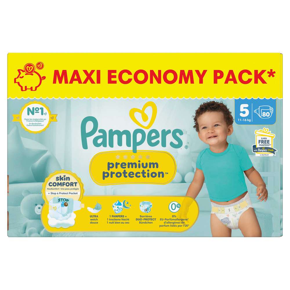 Produktabbildung Pampers Windeln Premium Protection Gr.5 Junior 11-16 kg Monatsbox