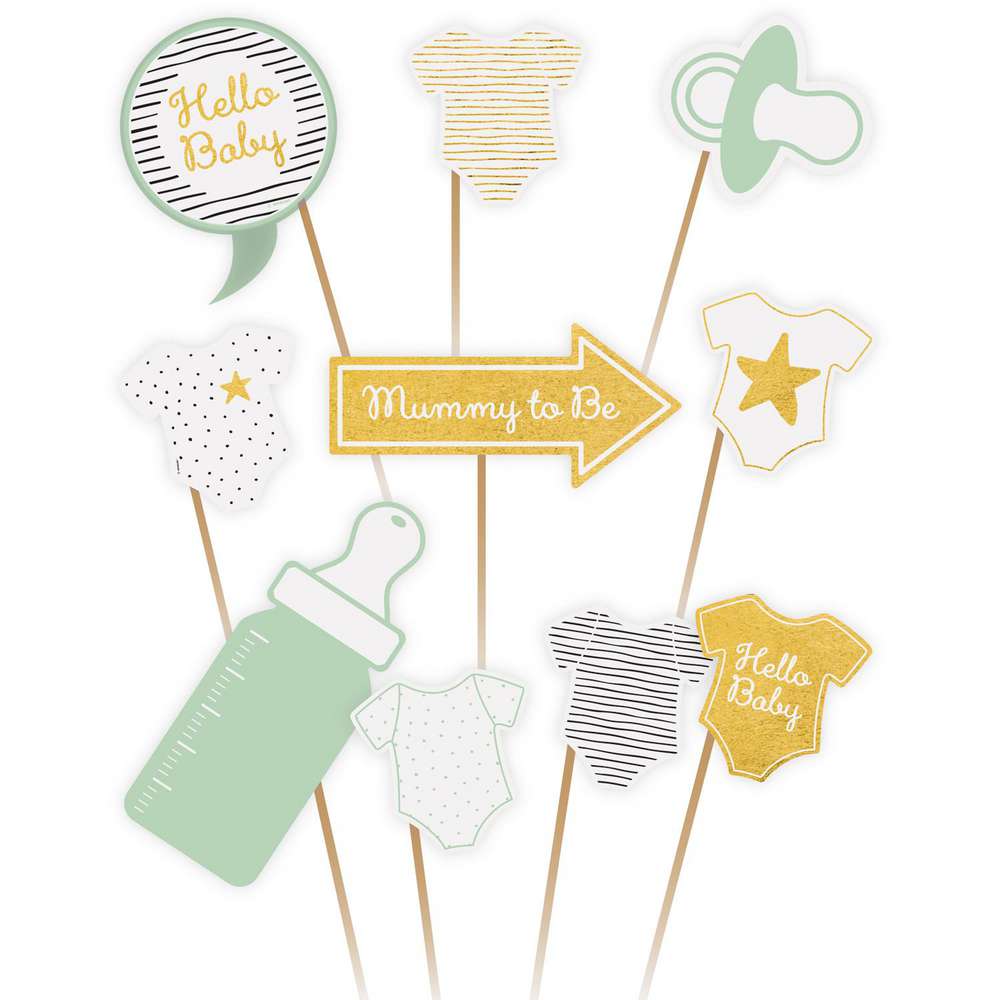 Produktabbildung keine Marke Fotorequisiten-Set Hello Baby, 10er Set Papier