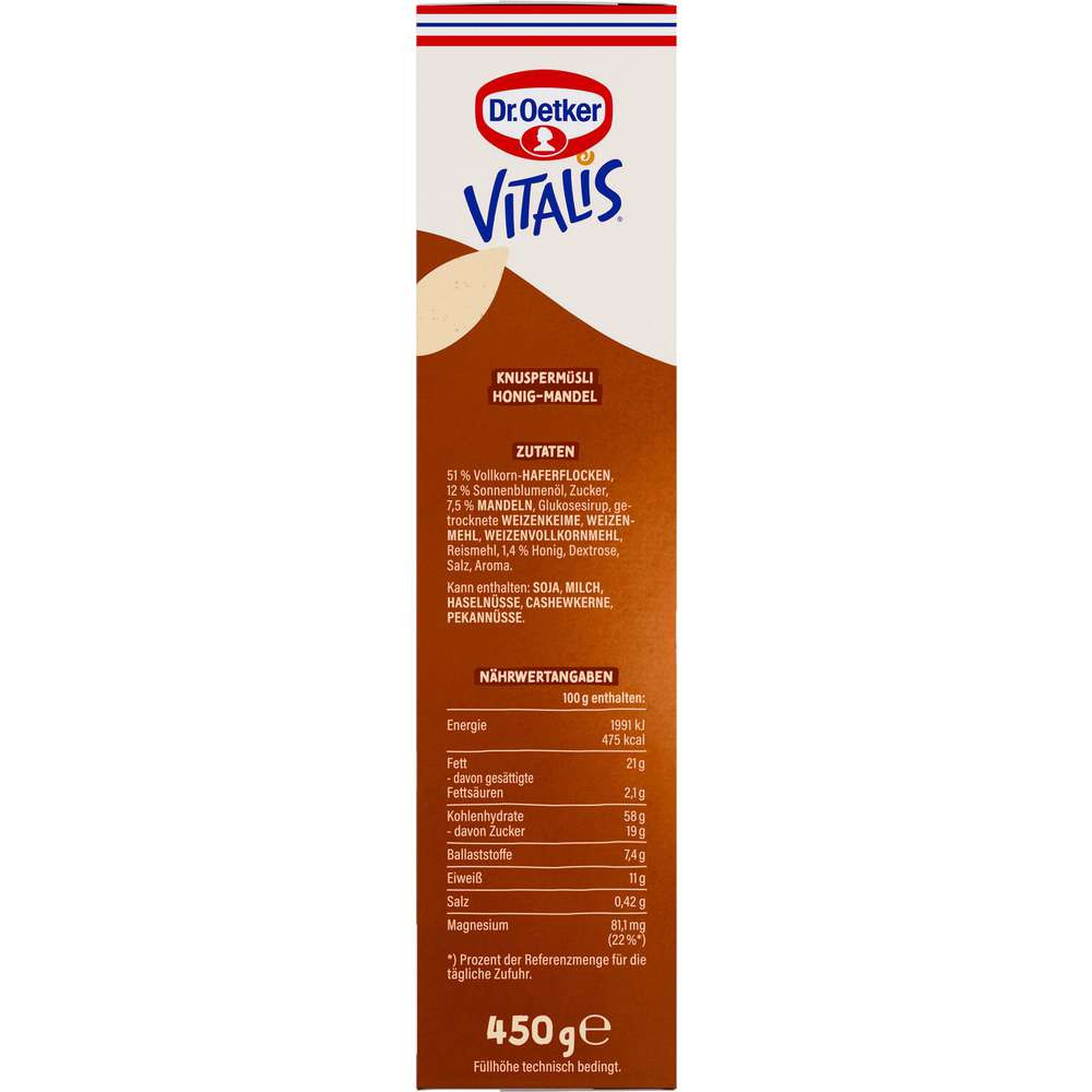 Produktabbildung Dr. Oetker Knusper-Müsli Vitalis, Plus Honig-Mandel