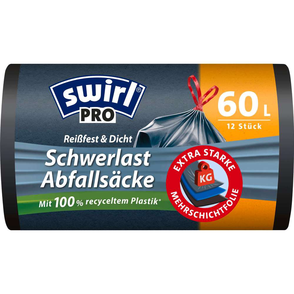 Produktabbildung Swirl Schwerlast Abfallsäcke, bis zu 25kg, 12 x 60l