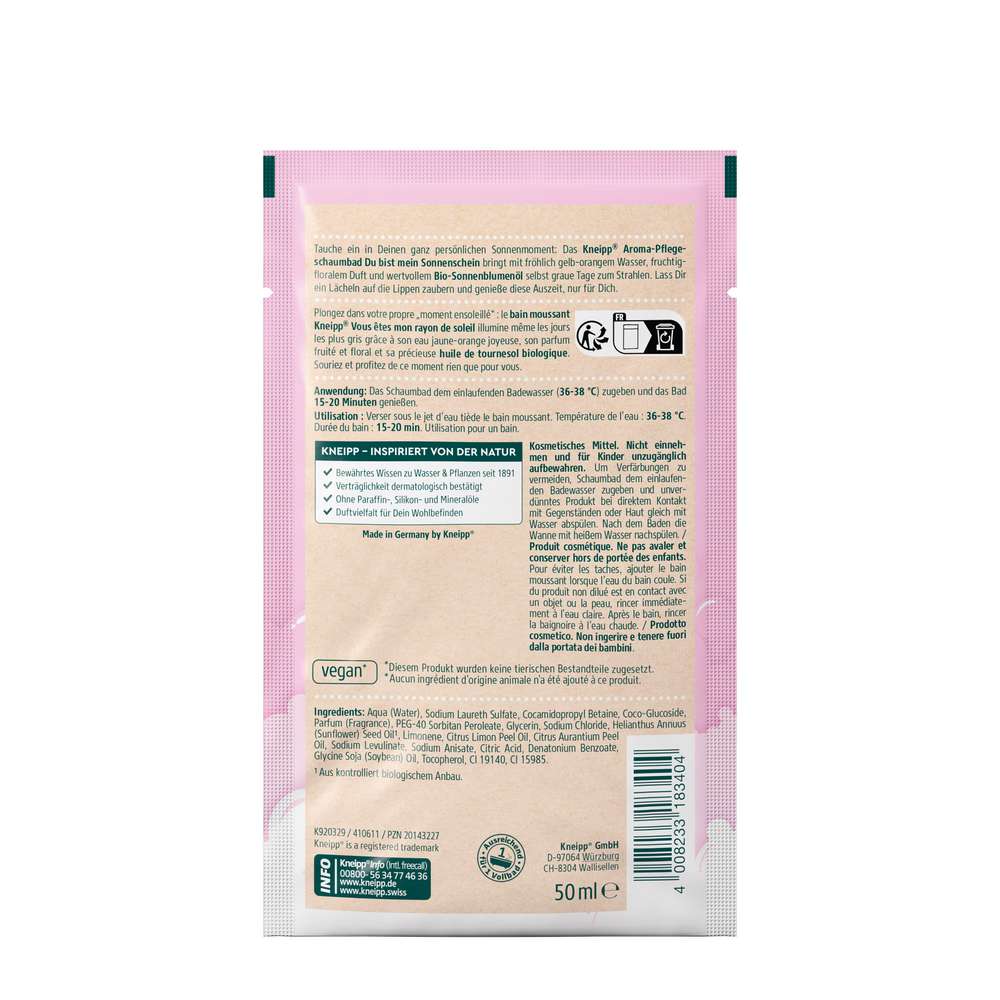 Produktabbildung Kneipp Aroma-Pfegeschaumbad, Bio Sonnenblume