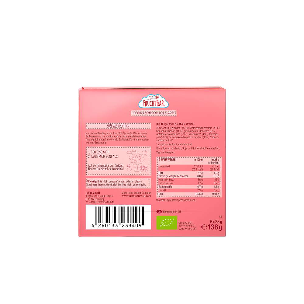 Produktabbildung Fruchtbar Bio-Riegel, Erdbeere-Apfel-Hafer