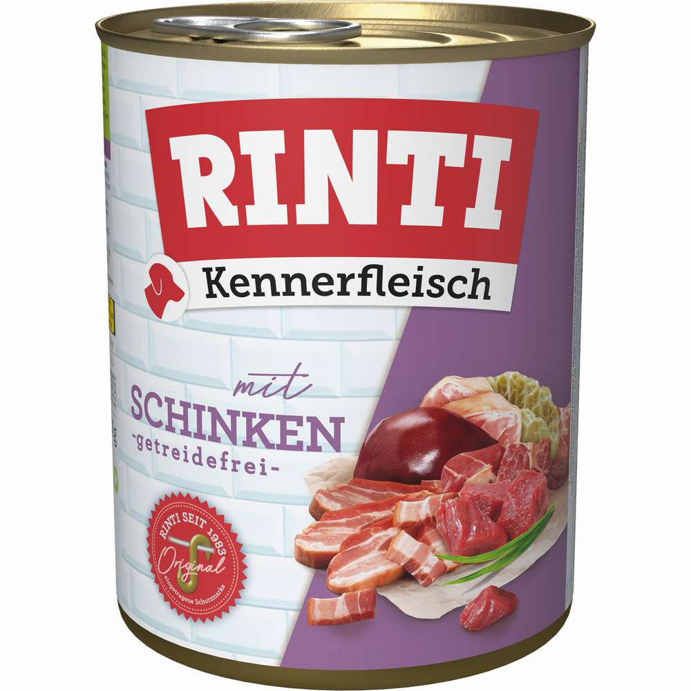 Produktabbildung Rinti Hunde-Nassfutter, Kennerfleisch, Schinken