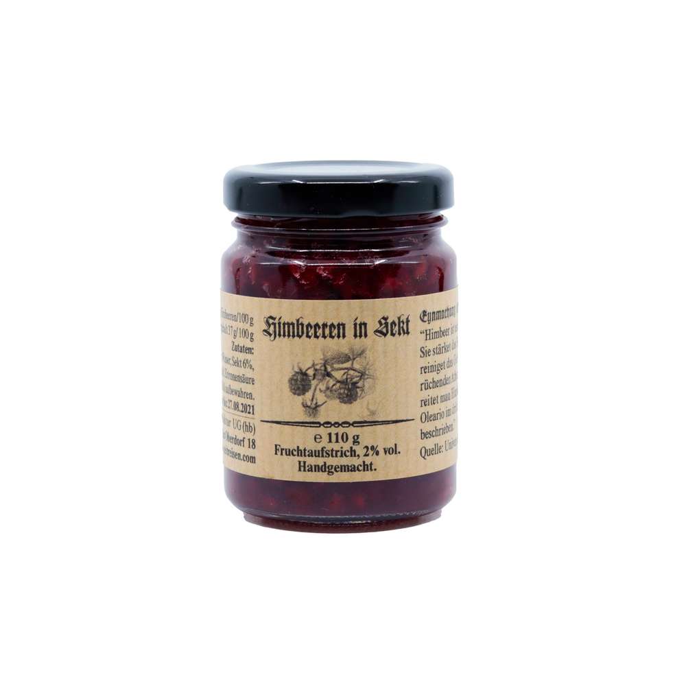 Produktabbildung Feinkost-Manufaktur Himbeeren in Sekt Fruchtaufstrich
