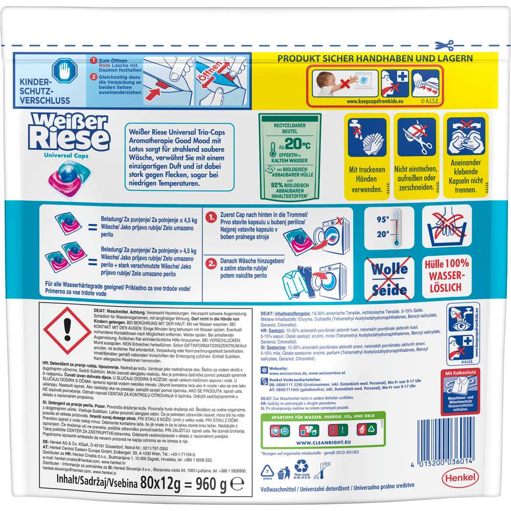 Produktabbildung Weißer Riese Universal-Waschmittel, Trio Caps, Aromatherapie