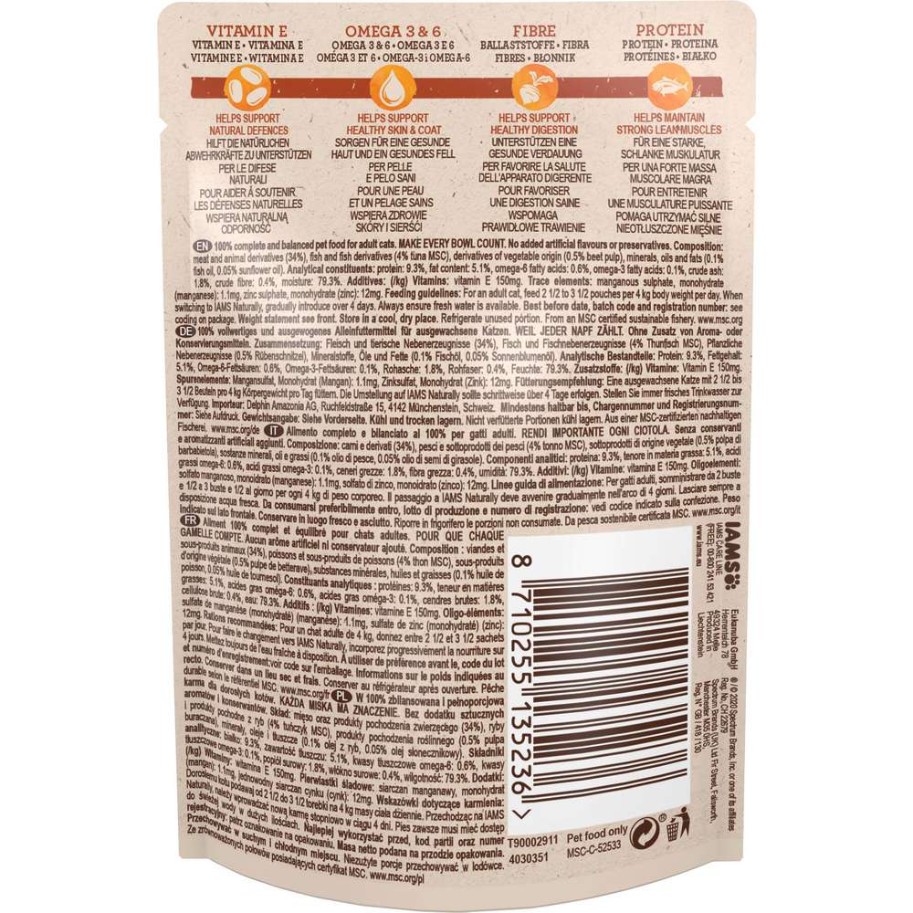 Produktabbildung IAMS Katzen-Nassfutter Naturally, Thunfisch