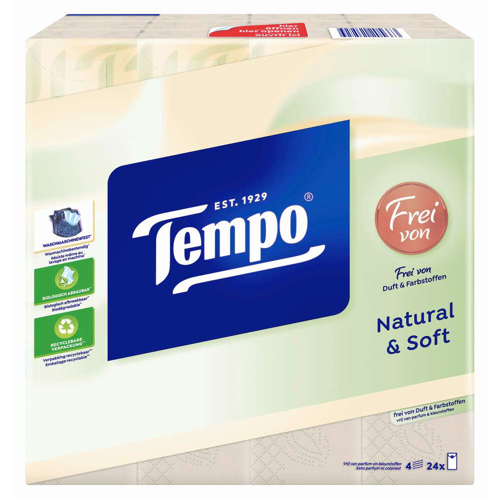 Produktabbildung Tempo Taschentücher natural & soft