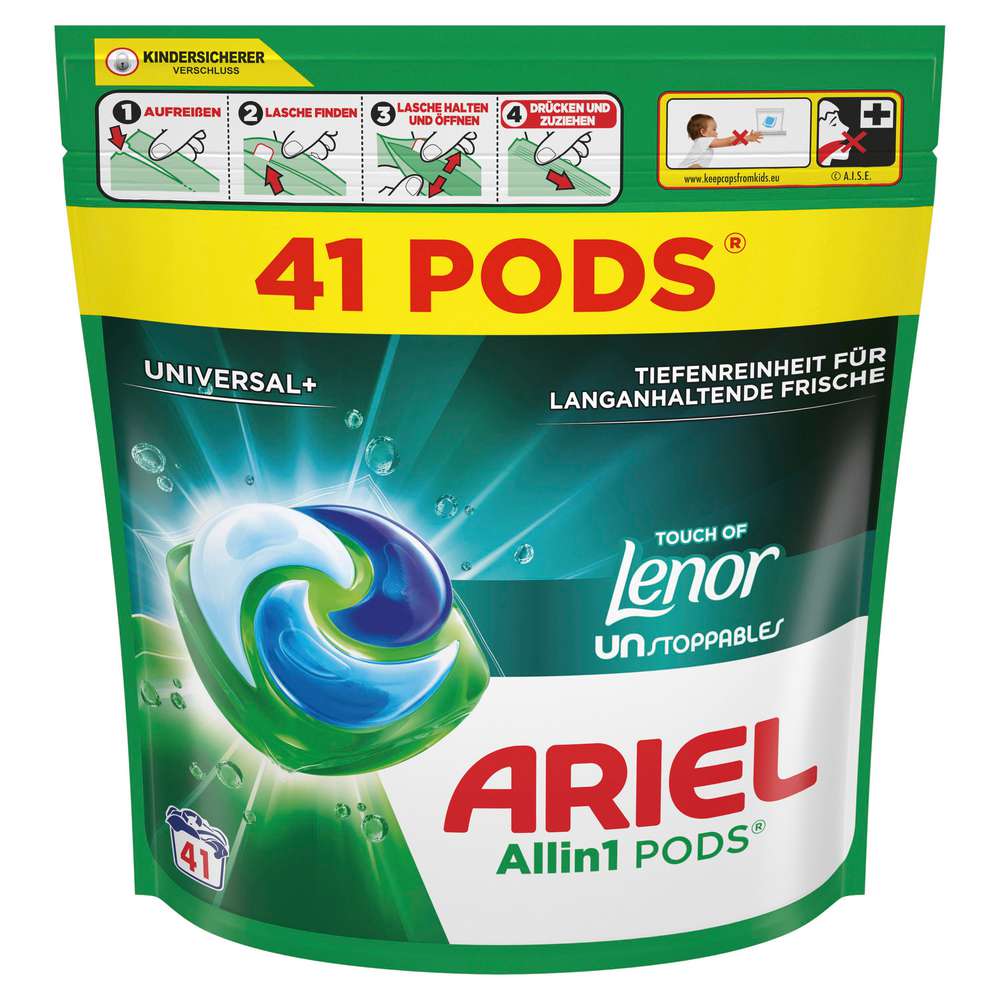 Produktabbildung Ariel Universal-Waschmittel, Pods, Touch of Lenor Unstoppables