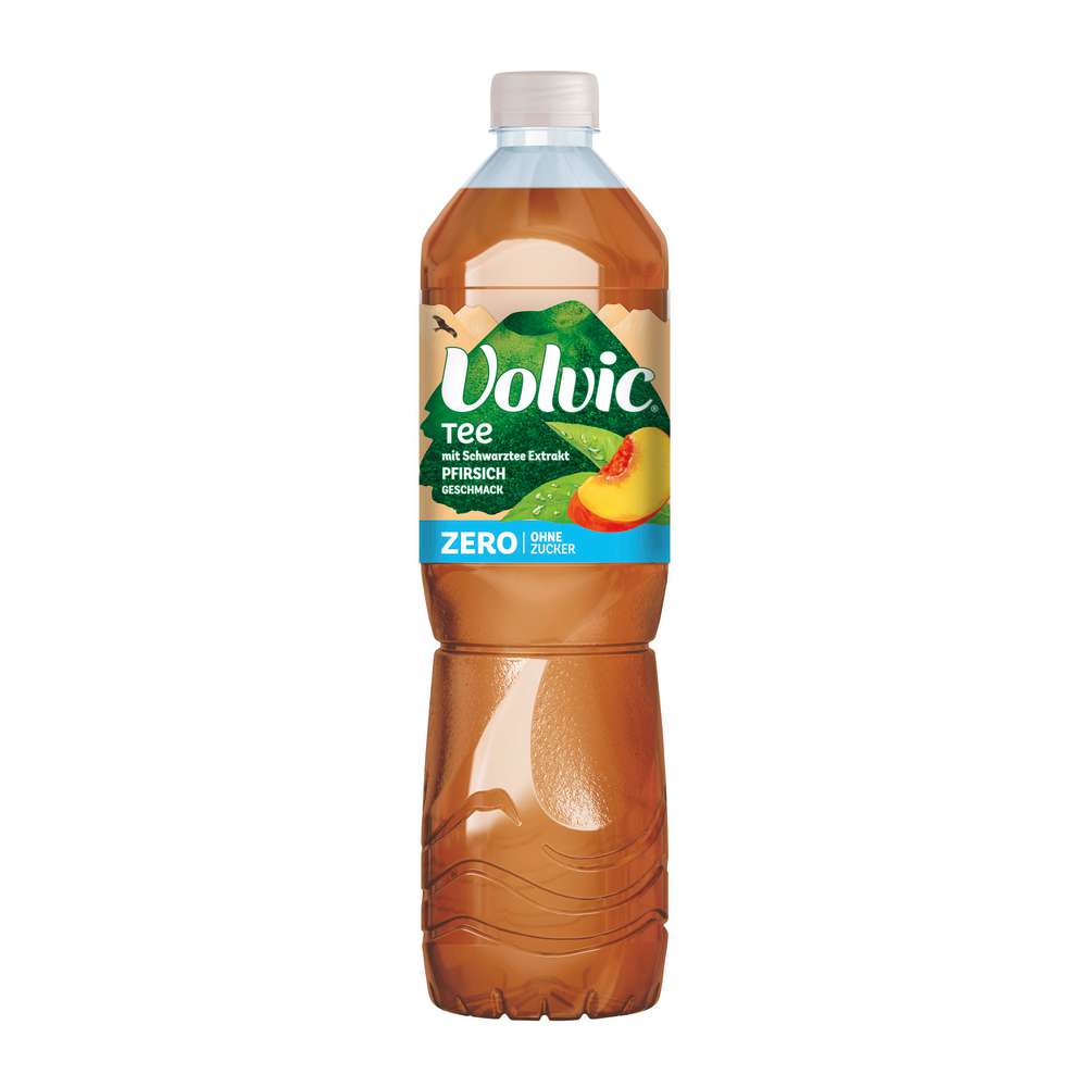 Produktabbildung Volvic Mineralwasser mit Tee-Extrakt, Zero, Pfirsich Geschmack