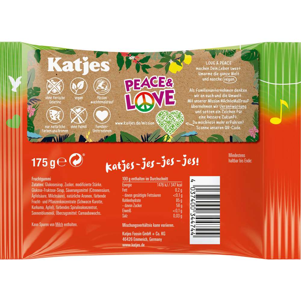 Produktabbildung Katjes Fruchtgummi Peace & Love, Vegan