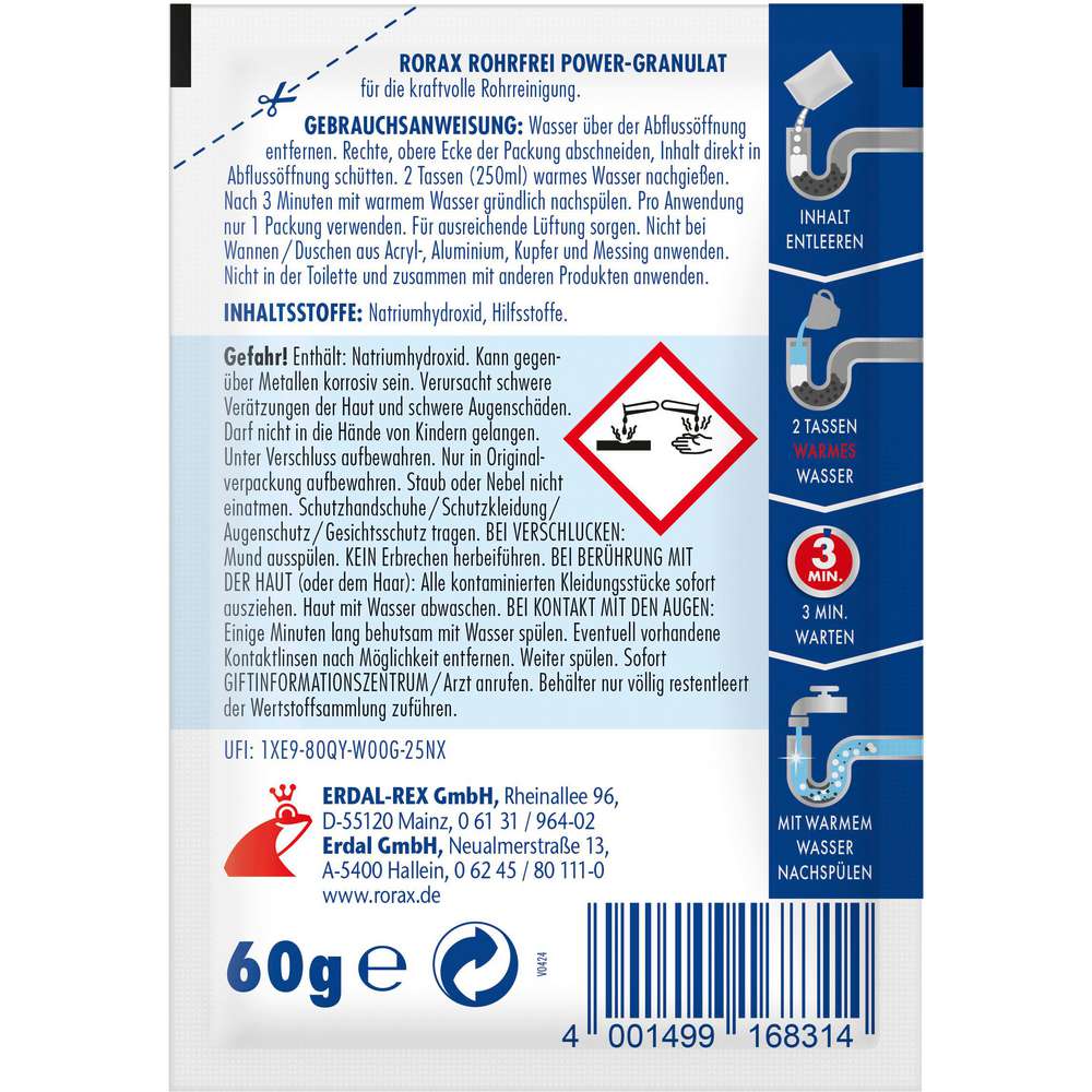 Produktabbildung Rorax Abflußreinigergranulat