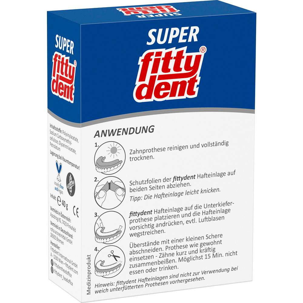 Produktabbildung Fittydent Hafteinlagen, Comfort