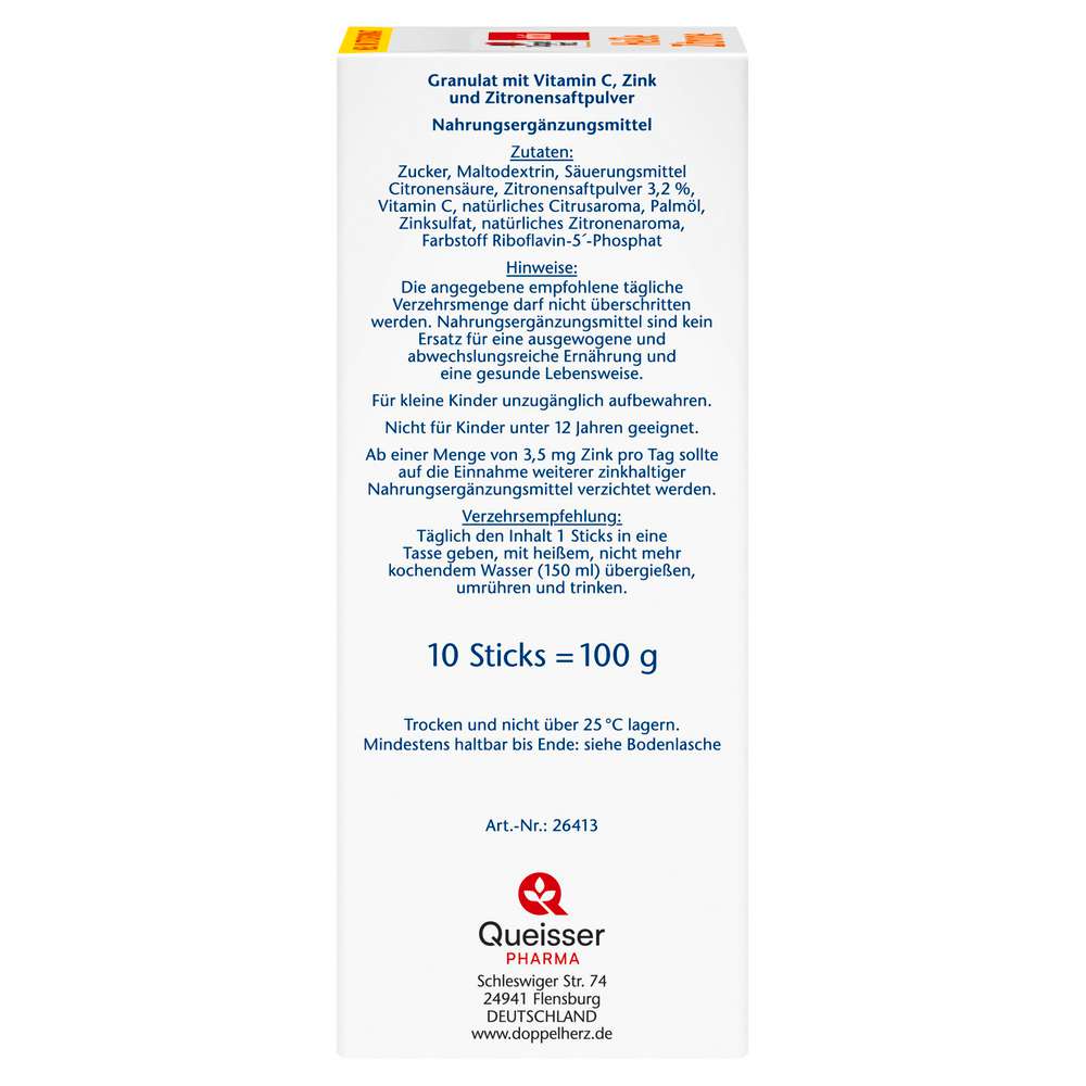 Produktabbildung Doppelherz Heiße Zitrone mit Vitamin C + Zink