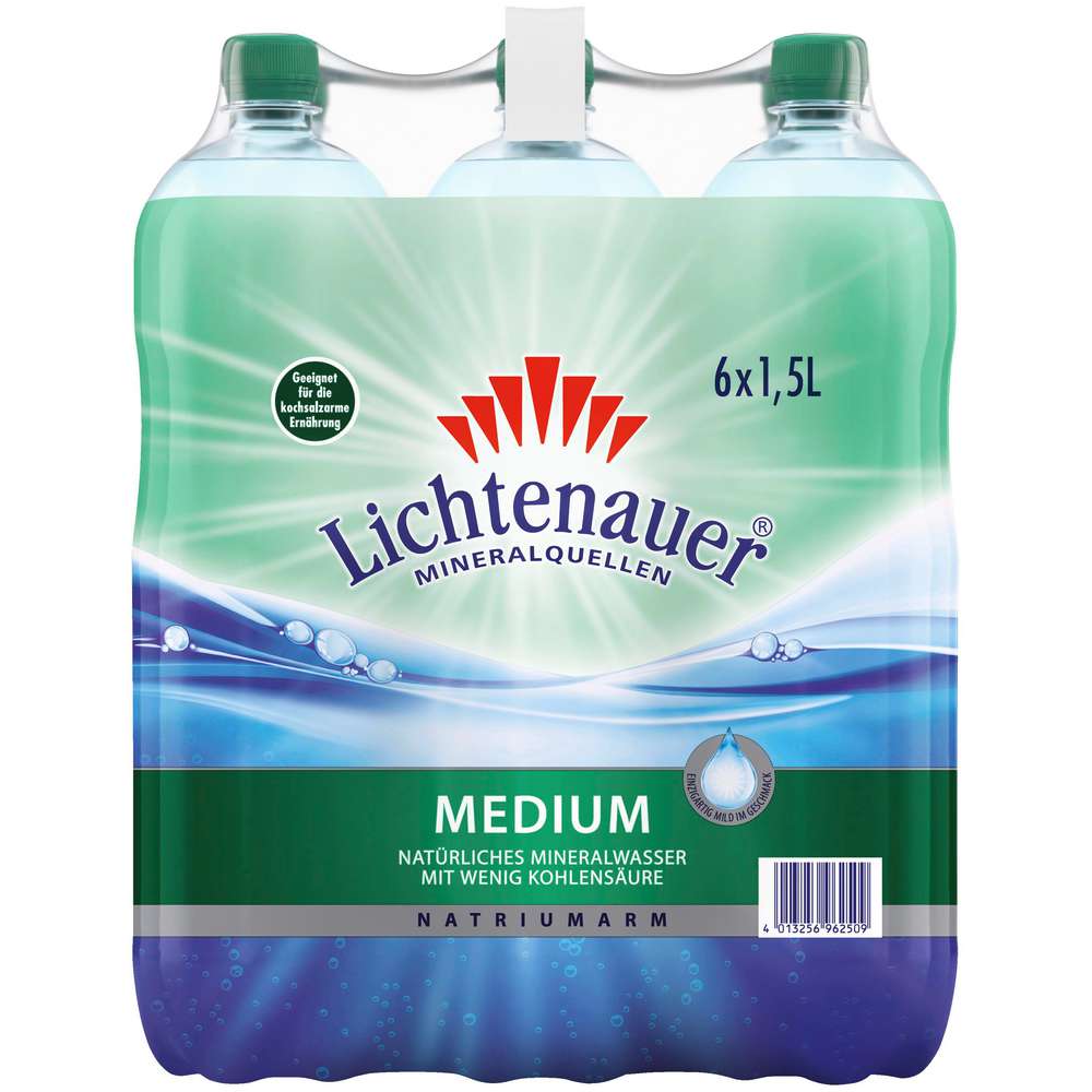 Produktabbildung Lichtenauer Mineralwasser, Medium (6x 1,500 Liter)