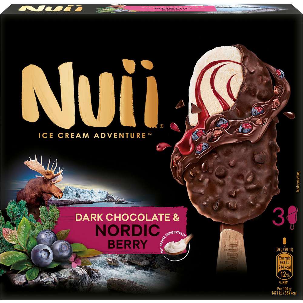 Produktabbildung Nuii Stiel-Eis, Dark Choc & Nordic Berry