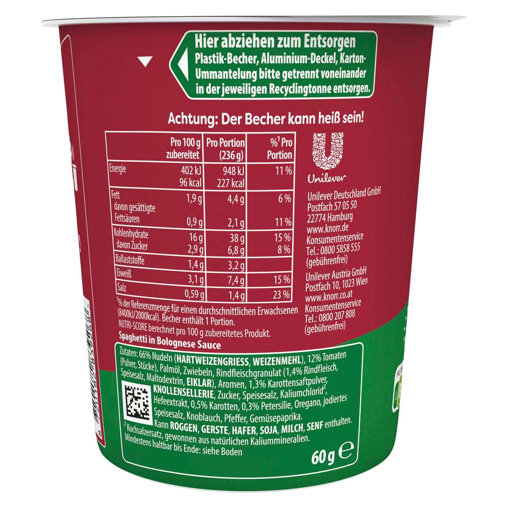 Produktabbildung Knorr Pasta Snack, Bolognese