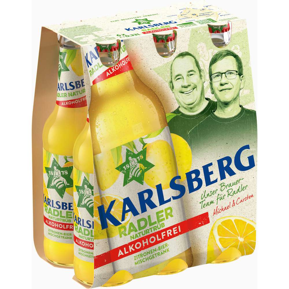 Produktabbildung Karlsberg Biermischgetränk, Radler, alkoholfrei (6x 0,330 Liter)