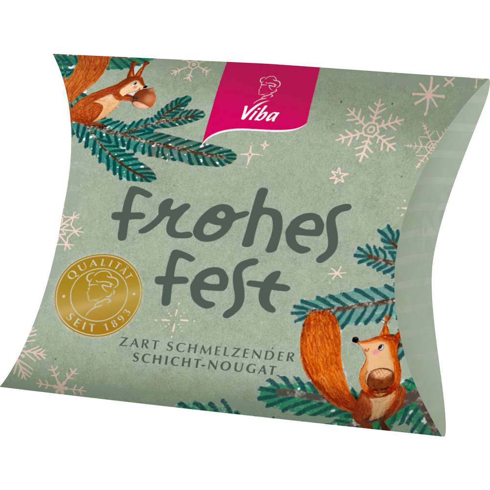 Produktabbildung Viba Pralinen Kissenschachtel Frohes Fest, Schicht Nougat