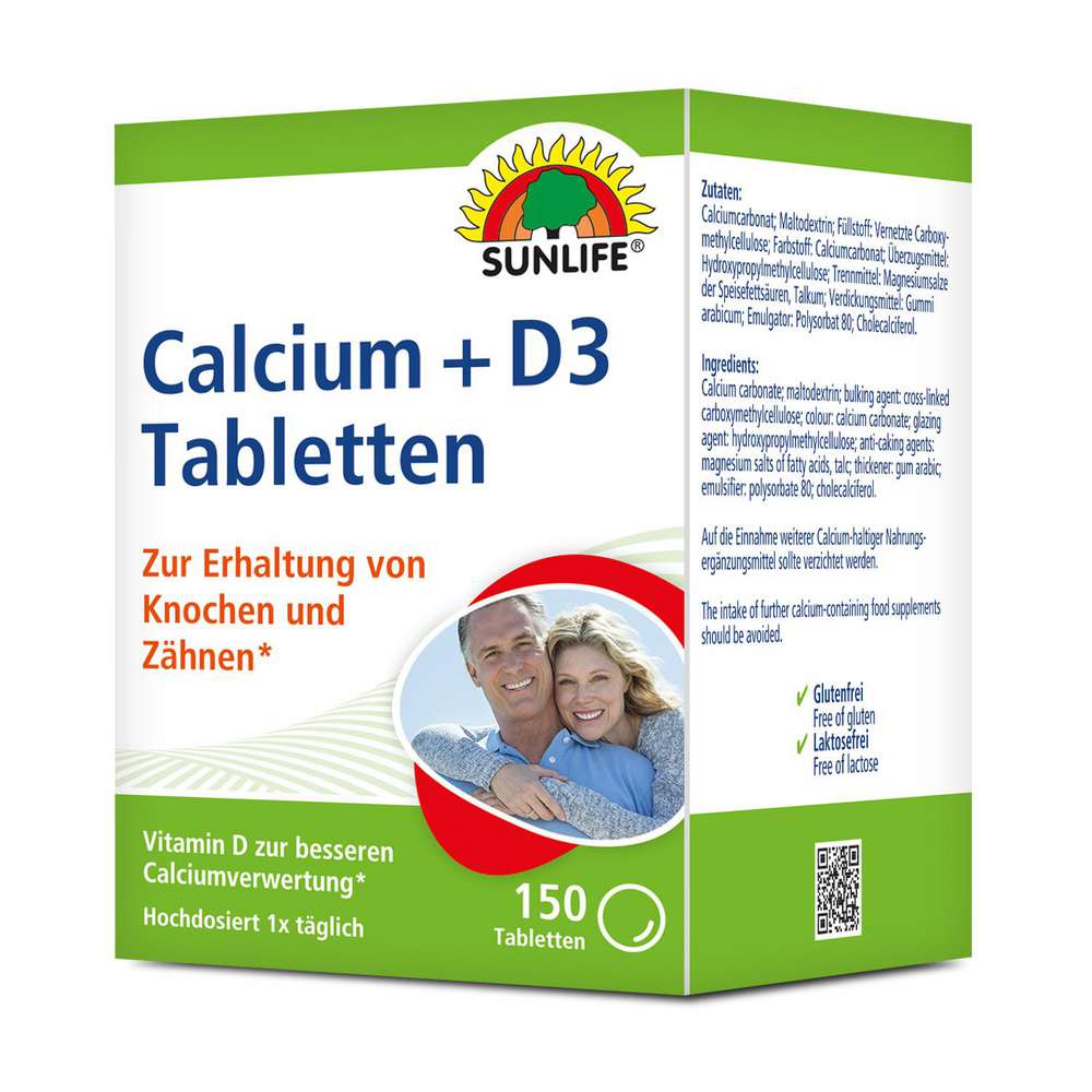 Produktabbildung Sunlife Calcium + D3 Tabletten Hochdosiert