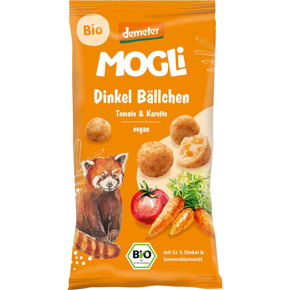 Produktabbildung MOGLi Bio Knabbergebäck Dinkelbällchen, Tomate/Karotte