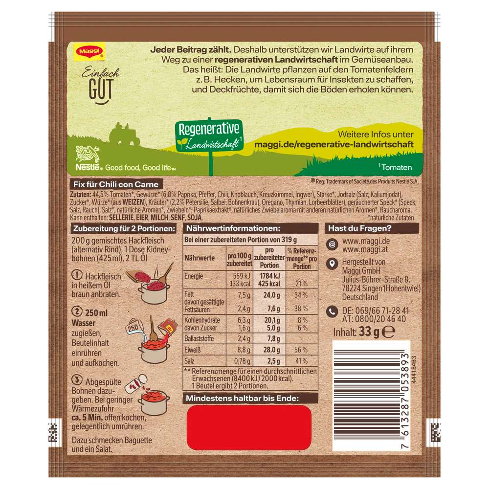 Produktabbildung Maggi Gewürzmischung Fix, Chili con Carne 100 % natürliche Zutaten