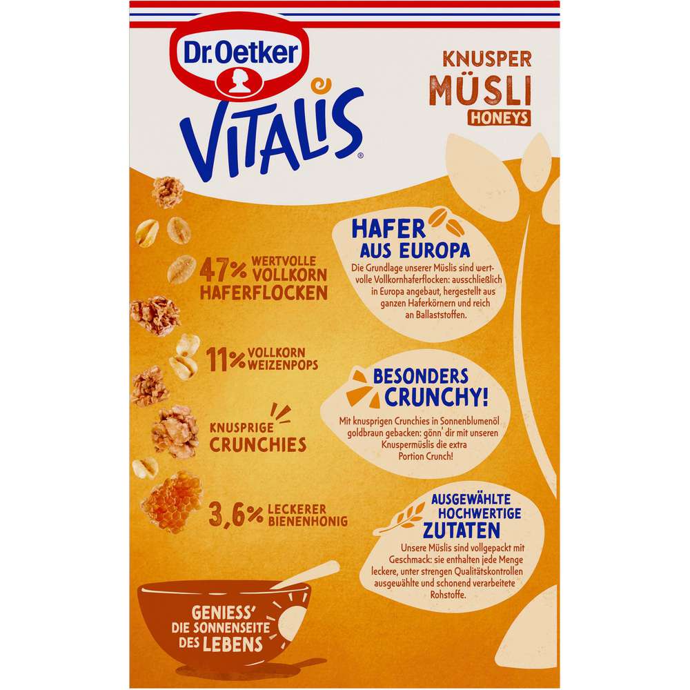 Produktabbildung Dr. Oetker Knusper-Müsli Vitalis, Honeys
