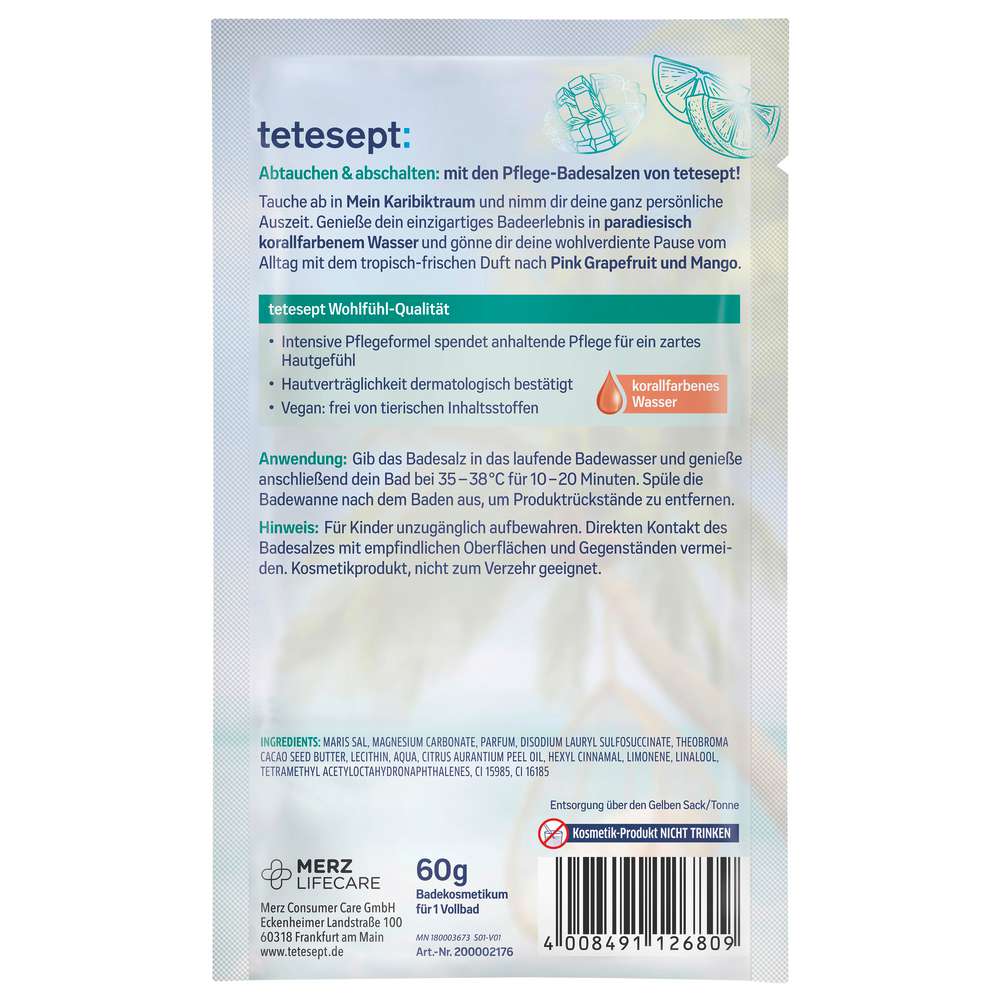 Produktabbildung tetesept Entspannendes Pflege-Badesalz, Pink Grapefruit & Mangoduft