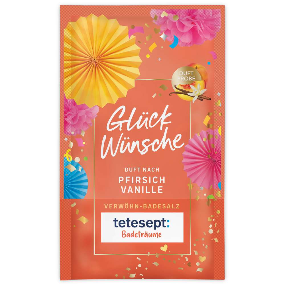 Produktabbildung tetesept Badesalz Glückwünsche, Pfirsich-Vanille